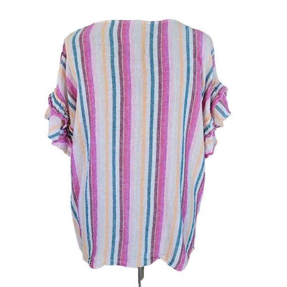 Chelsea & Theodore Linen Striped Top (Size 2X) - Picture 4 of 6